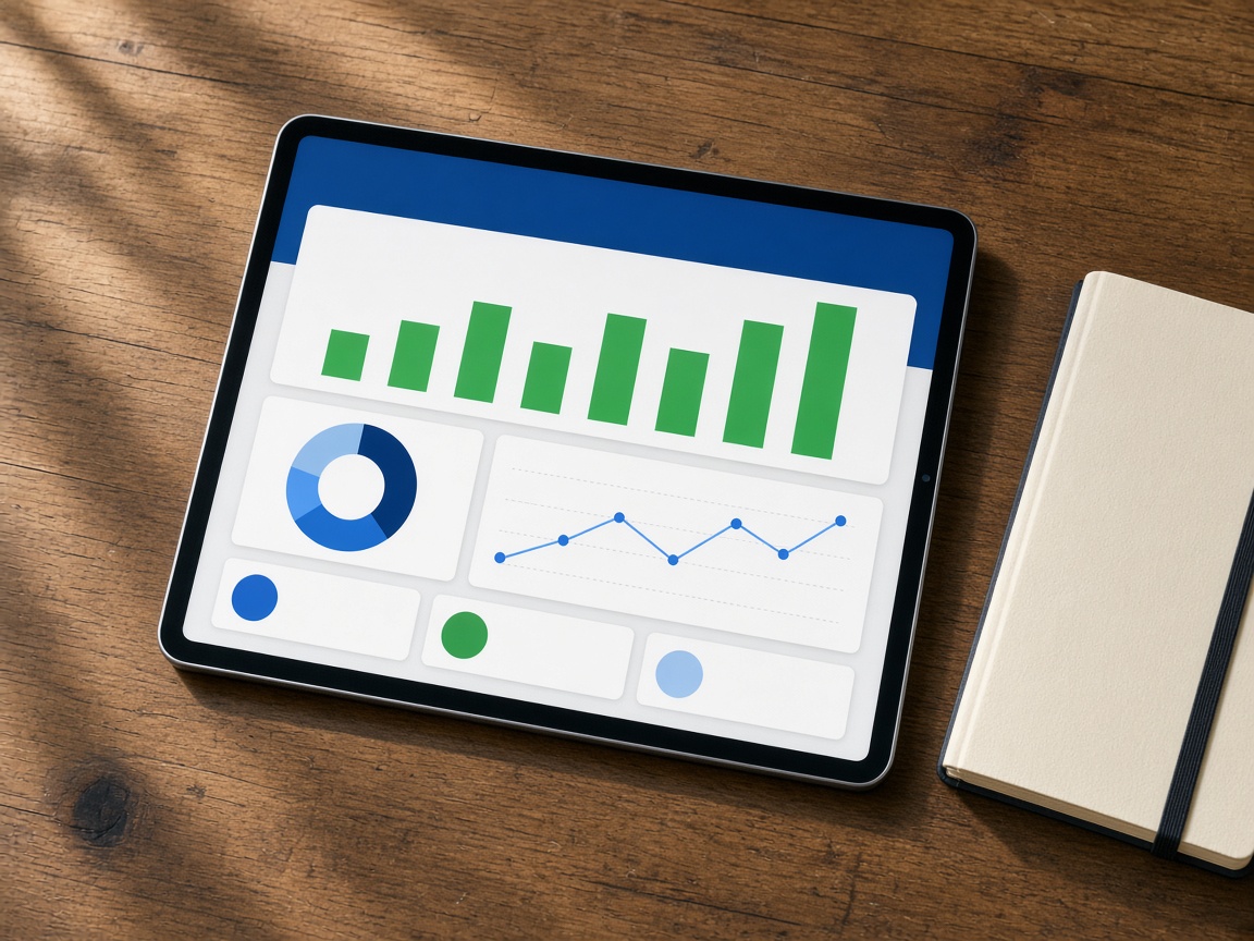 A tablet showing a simple payments dashboard.